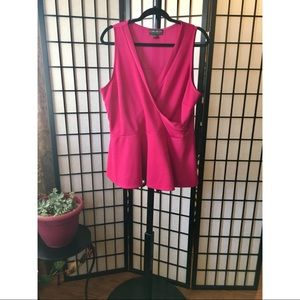 F21+ Pink Peplum Sleeveless Blouse